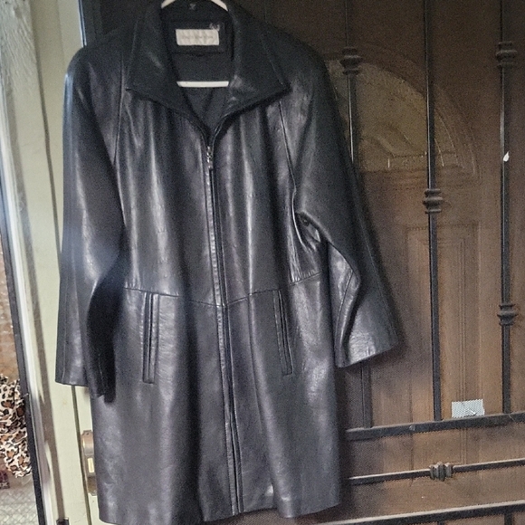 Jones New York Women's Dark Leather Jacket - Picture 1 of 2
